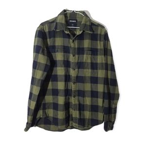 Bonobos Olive Green and Black Plaid Button-Down Shirt